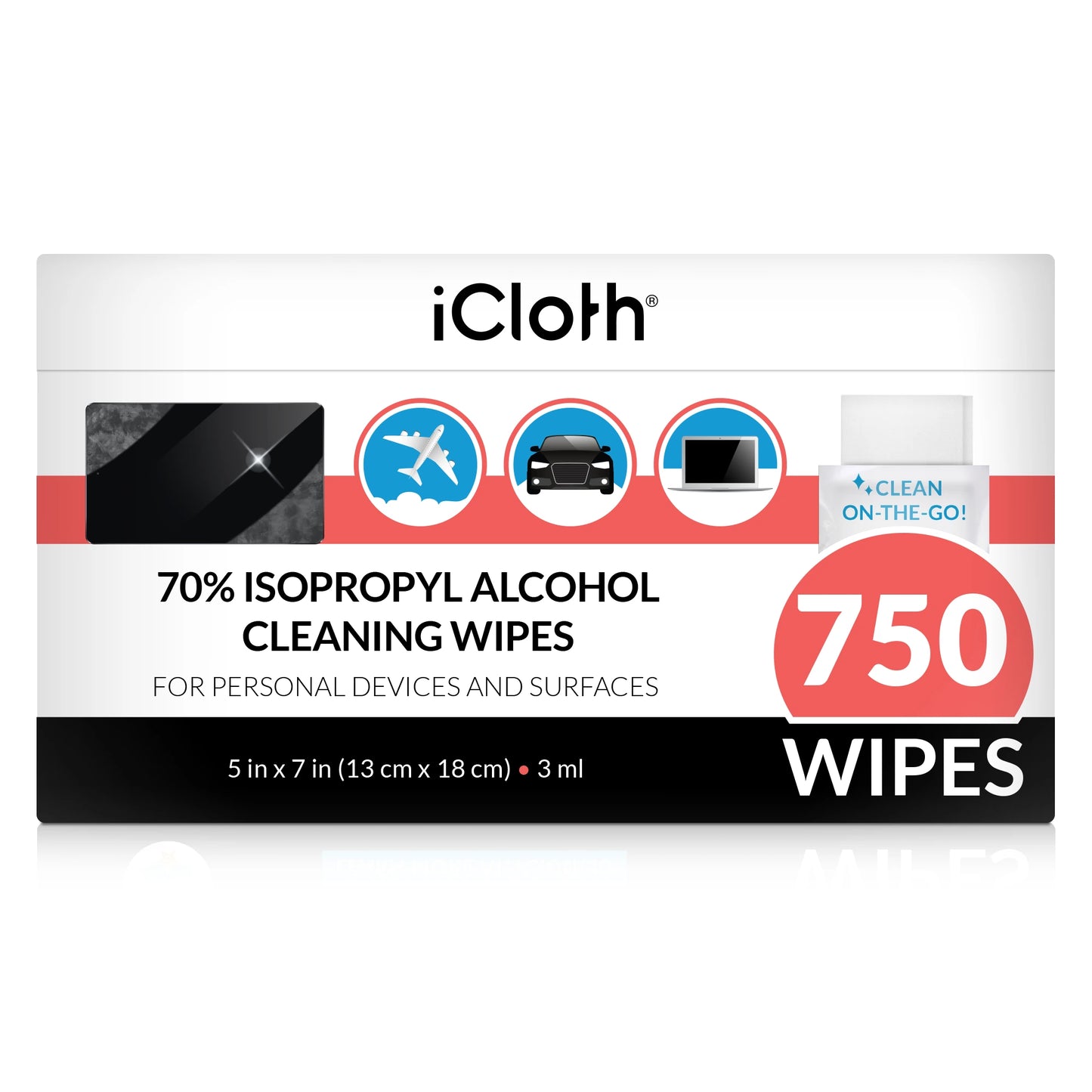 iCloth 70% Isopropyl Alcohol Cleaning Wipes - 750 Wipes