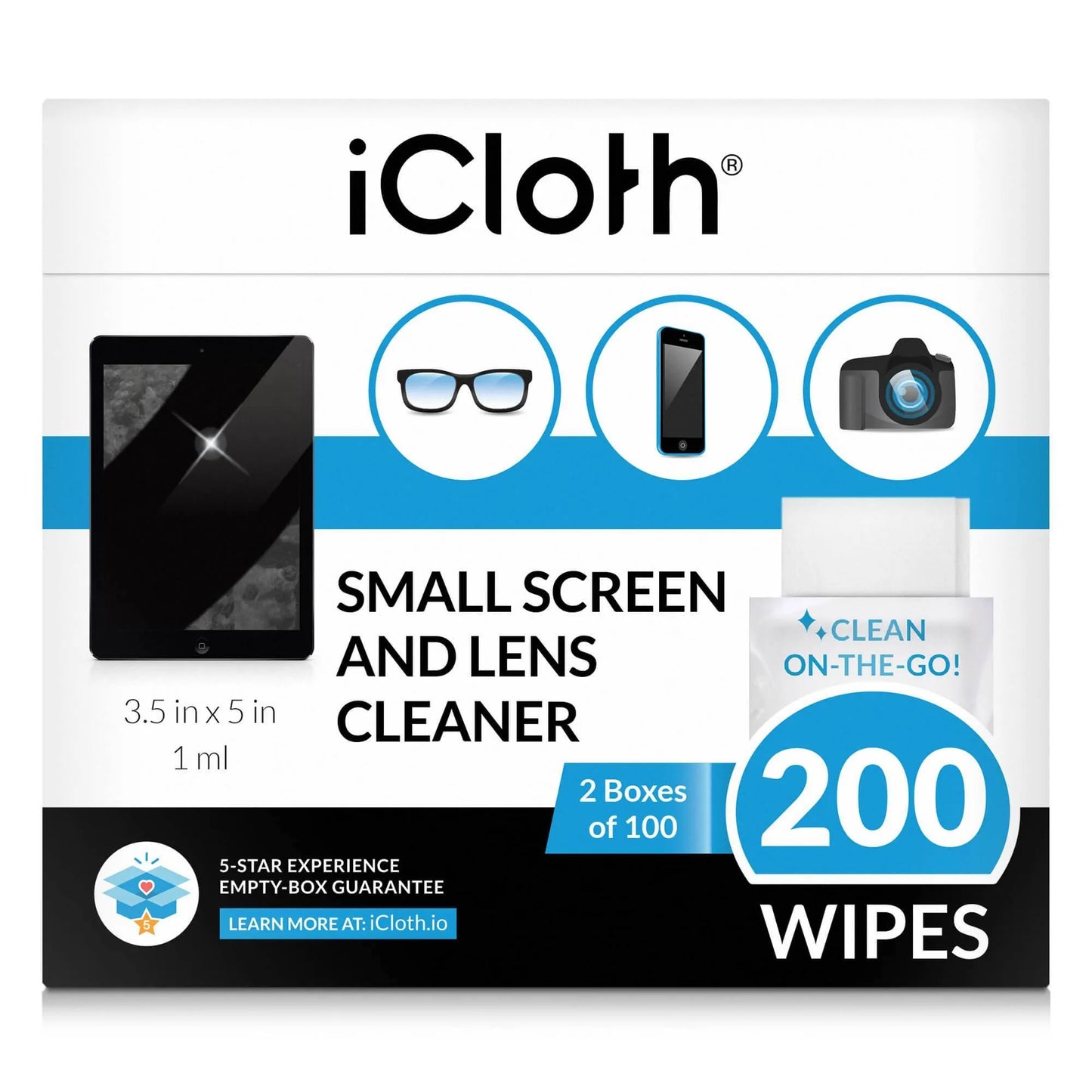 iCloth Small Lens and Screen - 200 wipes
