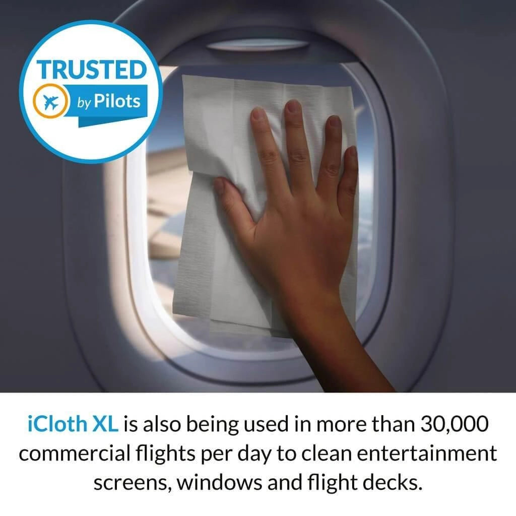 iCloth XL is also being used in more than 30,000 commercial flights per day to clean entertainment screens, windows and flight decks.