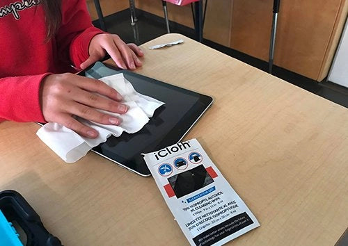 iCloth wipes effectively cleaning multiple devices quickly during the end-of-year inventory process.