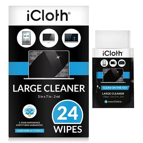 iCloth Large Lens and Screen Cleaner Pro-Grade Individually Wrapped Wet Wipes, 1 Wipe Cleans a LCD Monitor, Laptop, or Flat Screen HDTV.