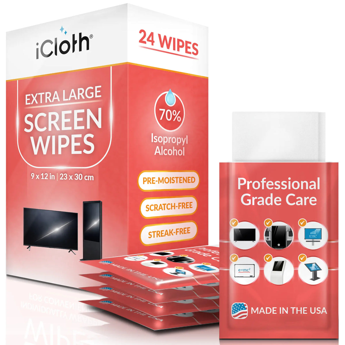 iCloth 70% Isopropyl Alcohol XL Cleaning Wipes