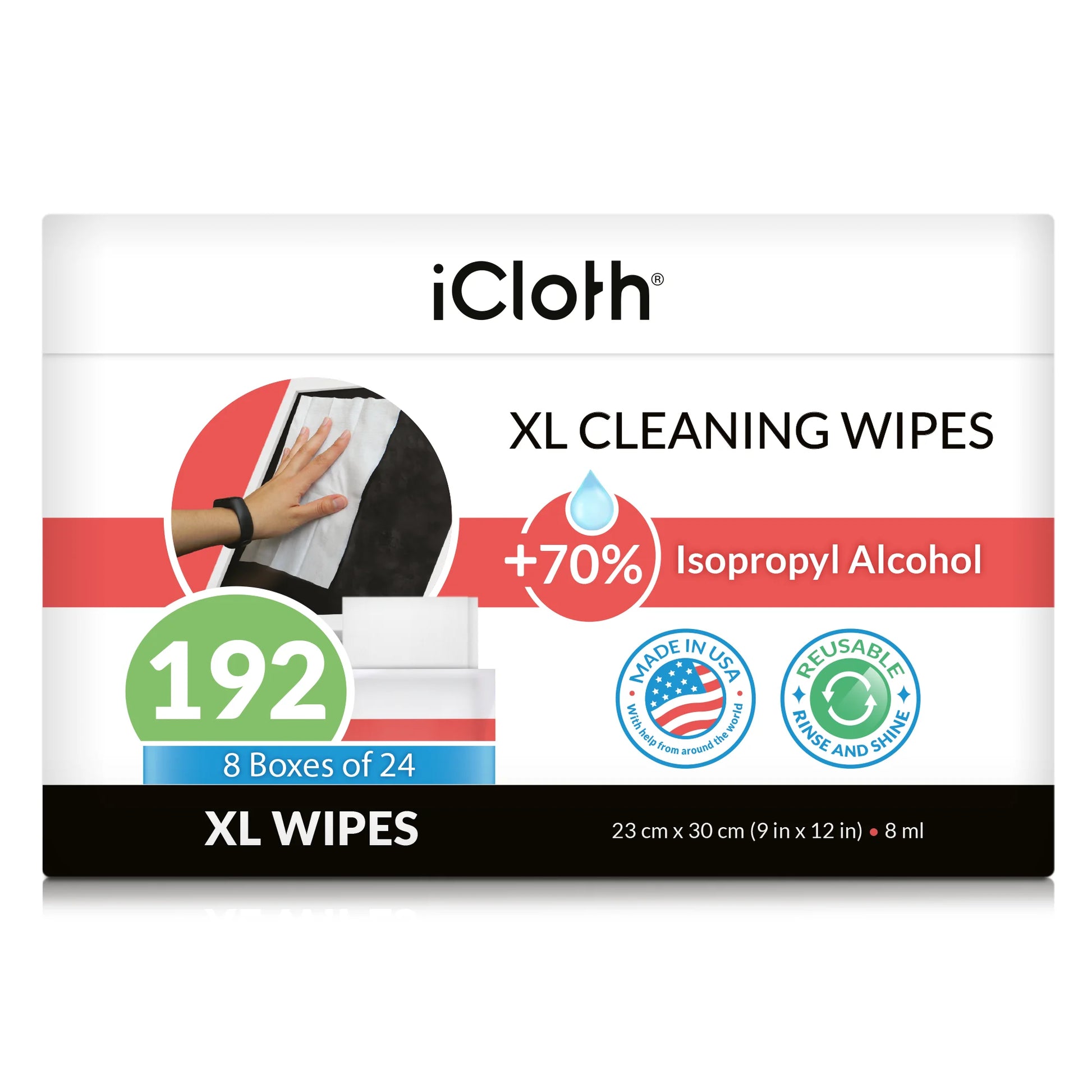 iCloth 70% Isopropyl Alcohol XL Cleaning Wipes - 192 Wipes