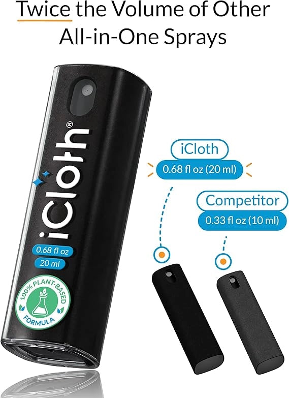 iCloth spray bottle with volume comparison to competitor.