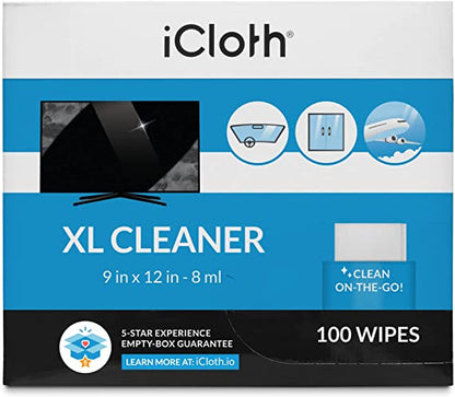 iCloth Extra Large Monitor and TV Screen Cleaner Pro-Grade Individually Wrapped Wet Wipes, 1 Wipe Cleans Several Flat Screen TV's and Monitors.