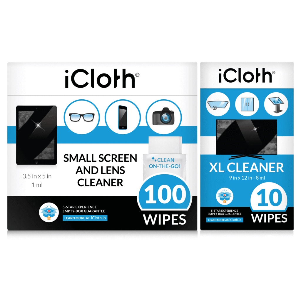 iCloth Large Lens and Screen Cleaner Lingettes humides emballées