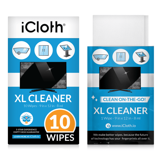 iCloth Extra Large Monitor and TV Screen Cleaner Pro-Grade Individually Wrapped Wet Wipes, 1 Wipe Cleans Several Flat Screen TV's and Monitors.