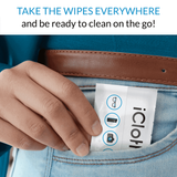 iCloth Lens and Screen Cleaner Pro-Grade Individually Wrapped Wet Wipes, Wipes for Cleaning Small Electronic Devices Like Smartphones and Tablets.